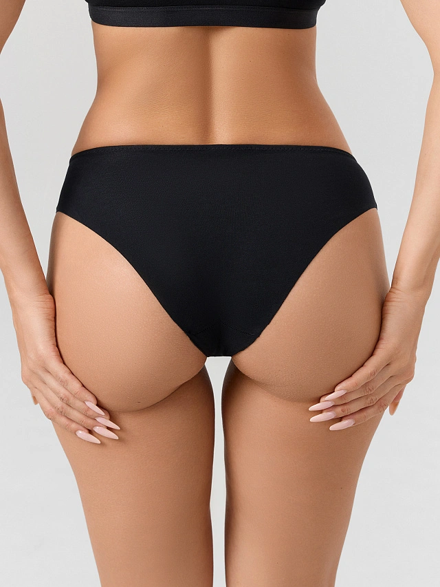 Трусы женские бесшовные черные - 5