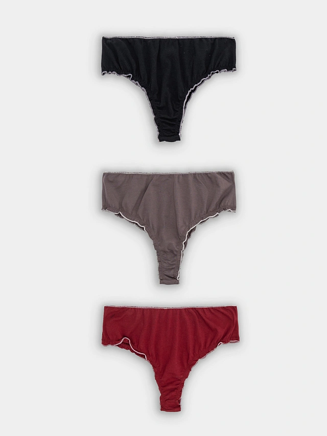 Трусы бразилиана женские в наборе, 3 шт - 3