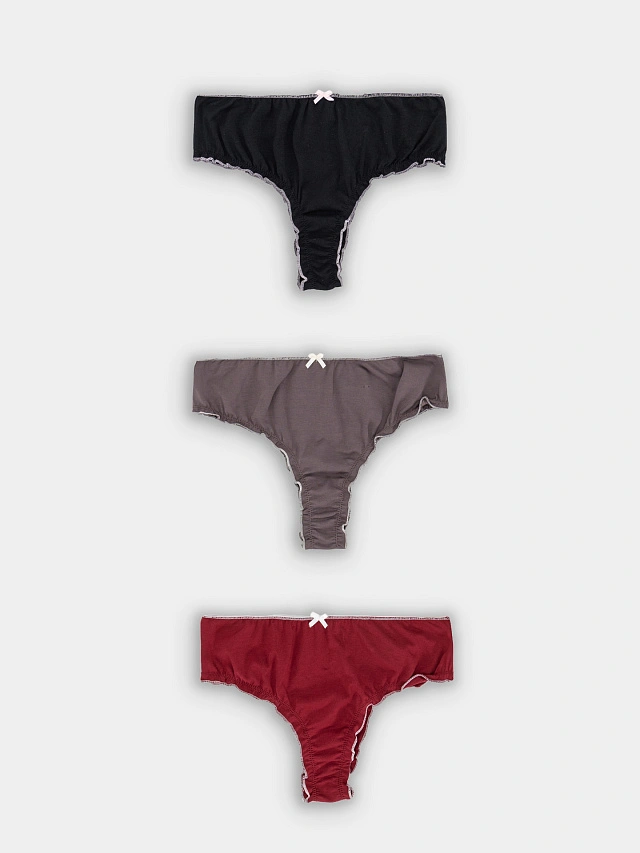 Трусы бразилиана женские в наборе, 3 шт - 12