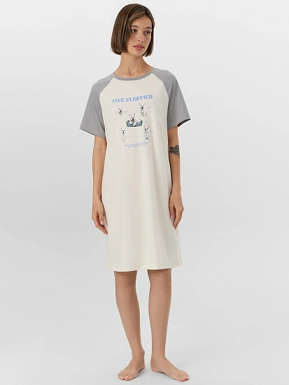 картинка Сорочка ночная женская с надписью "Five fluffies" от магазина стильной одежды Mark Formelle