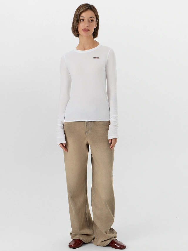 Лонгслив женский белый с надписью "Hey, it's me" - 3