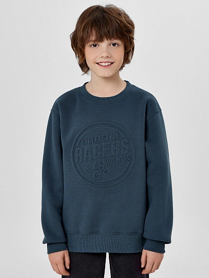 картинка Свитшот для мальчиков синий с надписью "Streetstyle racers" от магазина одежды для мальчиков от бренда Mark Formelle