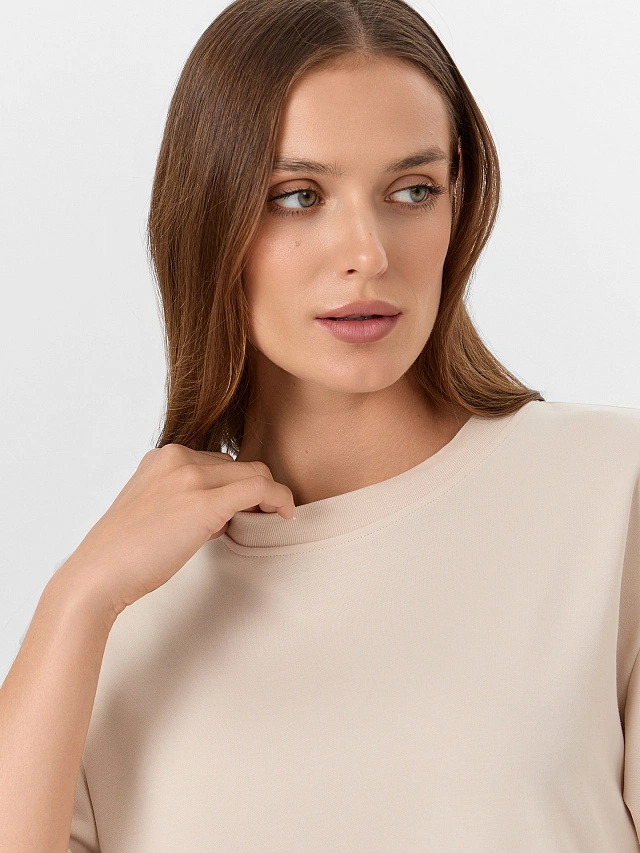 Футболка женская бежевая - 5