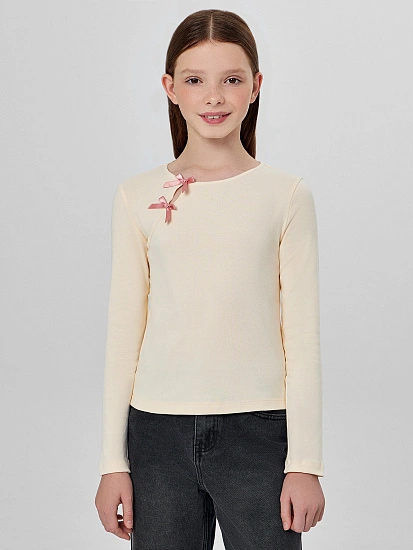 картинка Лонгслив для девочек бежевый с бантиками от известного бренда одежды для девочек Mark Formelle