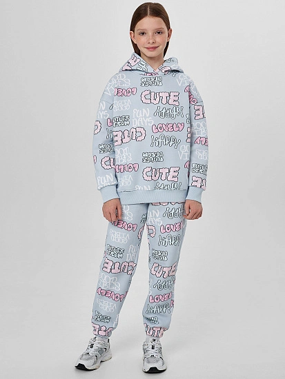 картинка Комплект для девочек голубой с надписями  от известного бренда одежды для девочек Mark Formelle