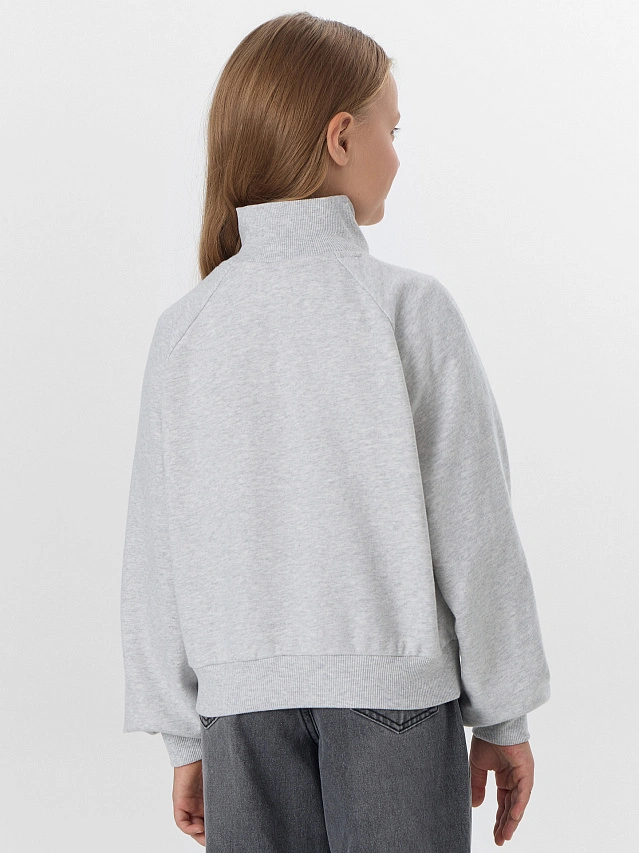 Свитшот для девочек серый с воротником - 4