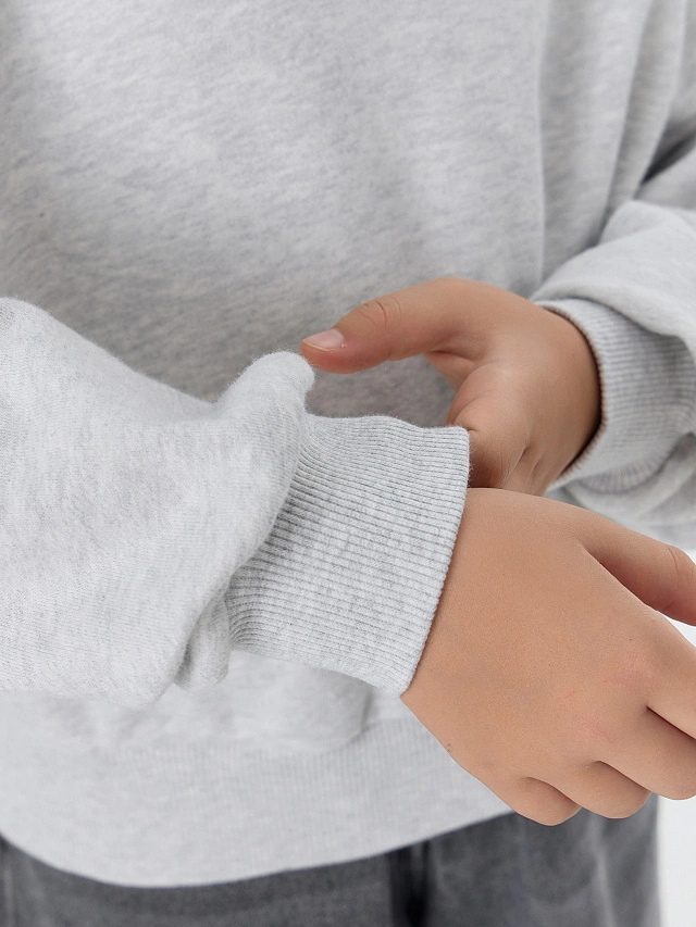 Свитшот для девочек серый с воротником - 7