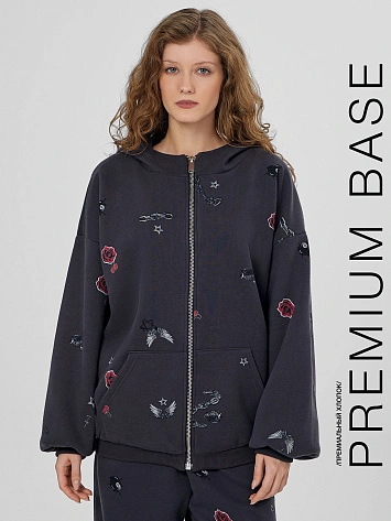 Толстовка женская серая на молнии