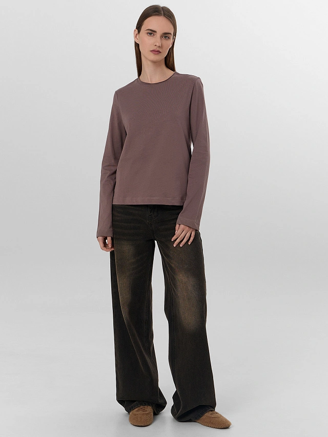 Лонгслив женский коричневый - 4