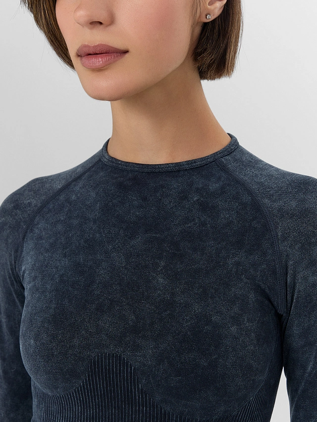 Рашгард женский для занятий спортом серый - 5