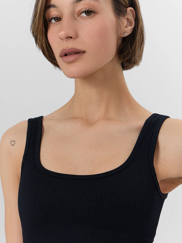 Топ женский спортивный черный - 6