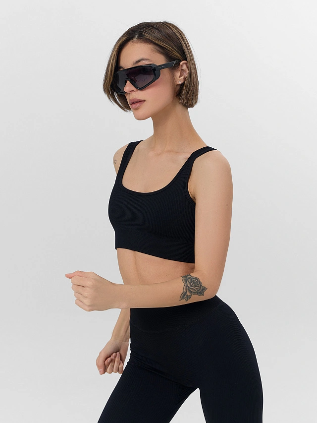 Топ женский спортивный черный - 7