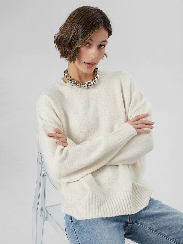 Джемпер женский молочный - 8