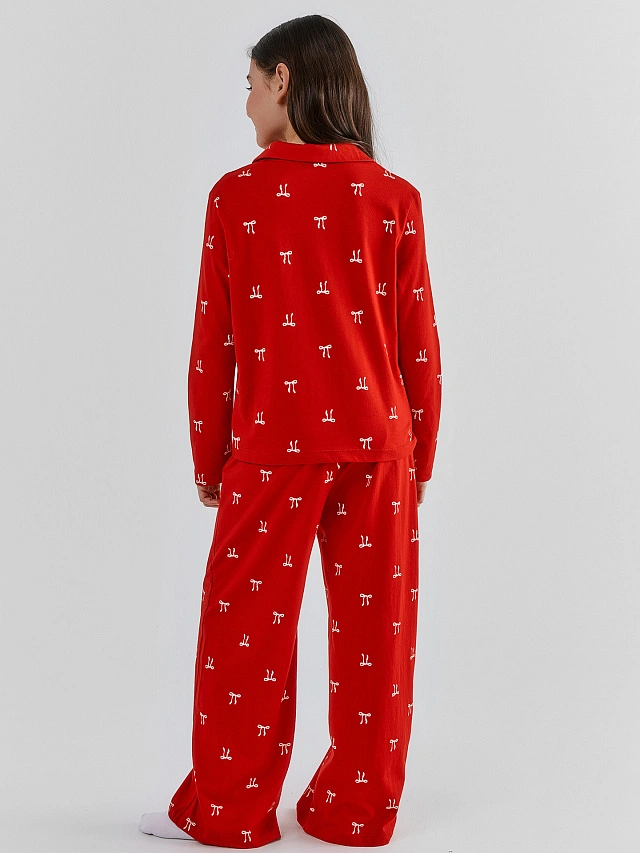 Комплект домашний для девочек красный с принтом - 4