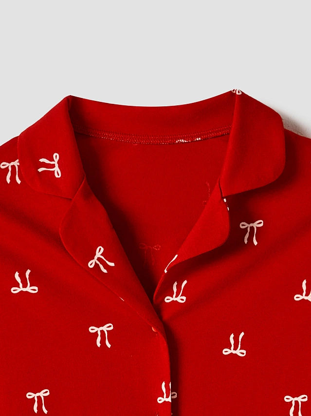 Комплект домашний для девочек красный с принтом - 6