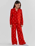 Комплект домашний для девочек красный с принтом
