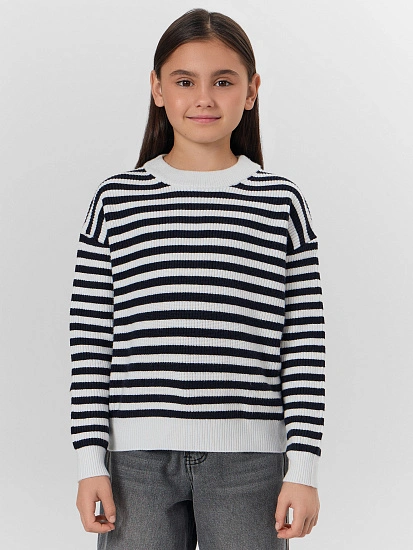 картинка Джемпер для девочек в черную полоску от известного бренда одежды для девочек Mark Formelle