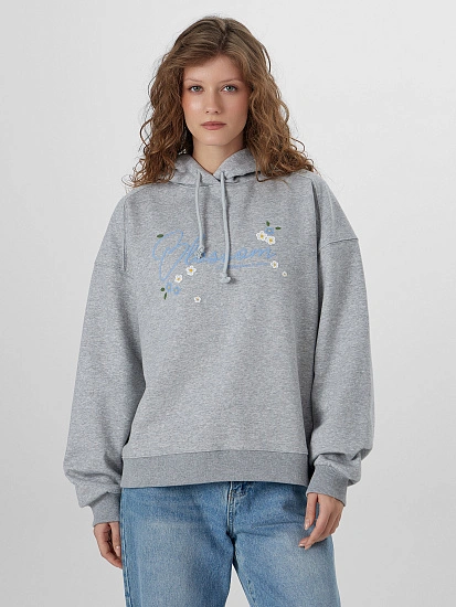картинка Худи женское серое с надписью "Blossom" от магазина стильной одежды Mark Formelle