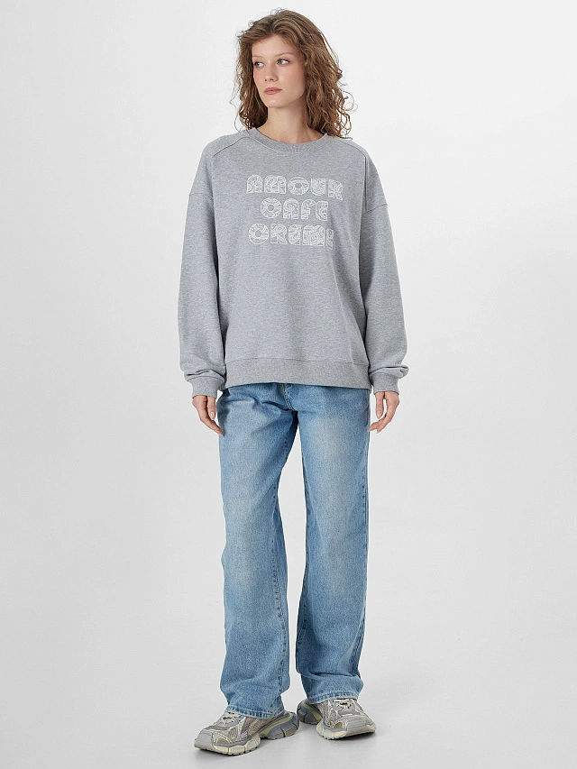 Свитшот женский с надписью "Amour cafe creme" - 4