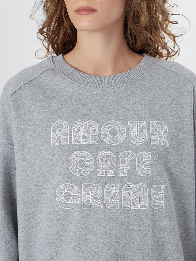 Свитшот женский с надписью "Amour cafe creme" - 5