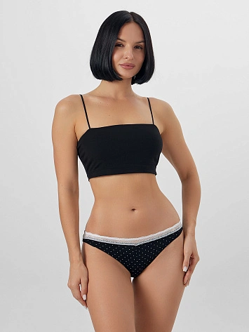 Трусы слипы женские черные в горошек