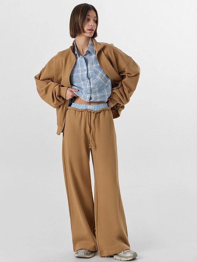 Толстовка женская бежевая на молнии - 4