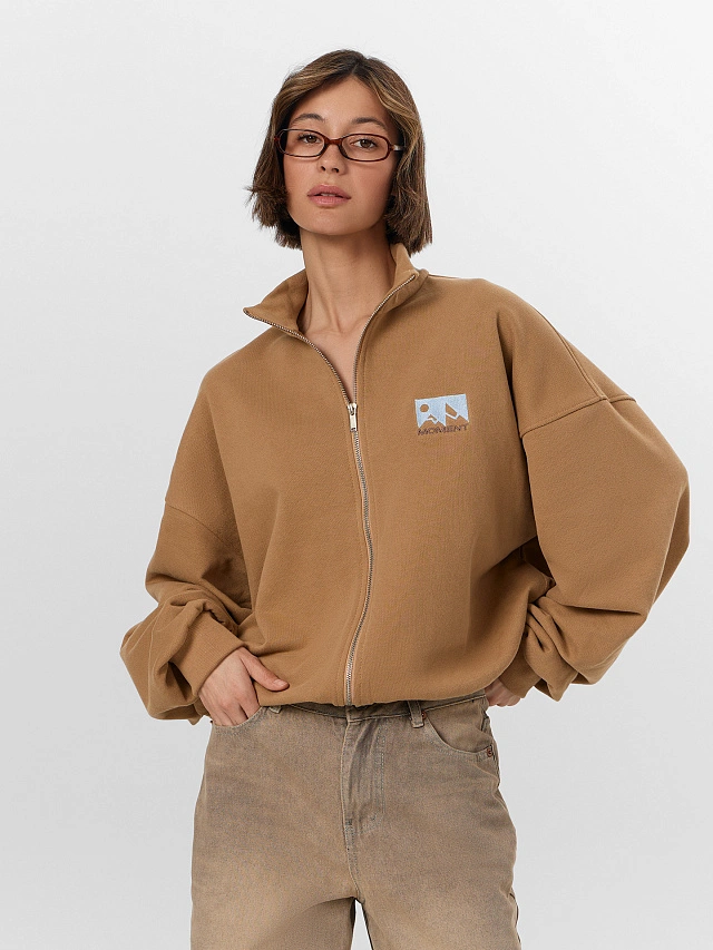 Толстовка женская бежевая на молнии - 8