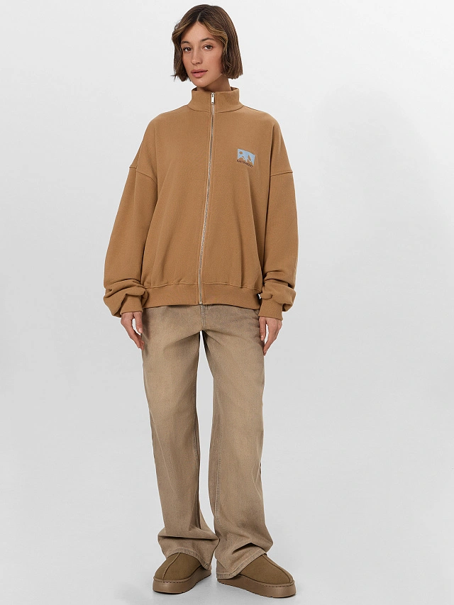 Толстовка женская бежевая на молнии - 10