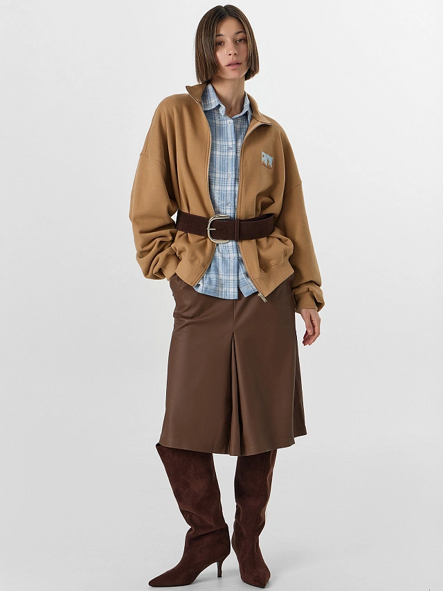 Толстовка женская бежевая на молнии - 11