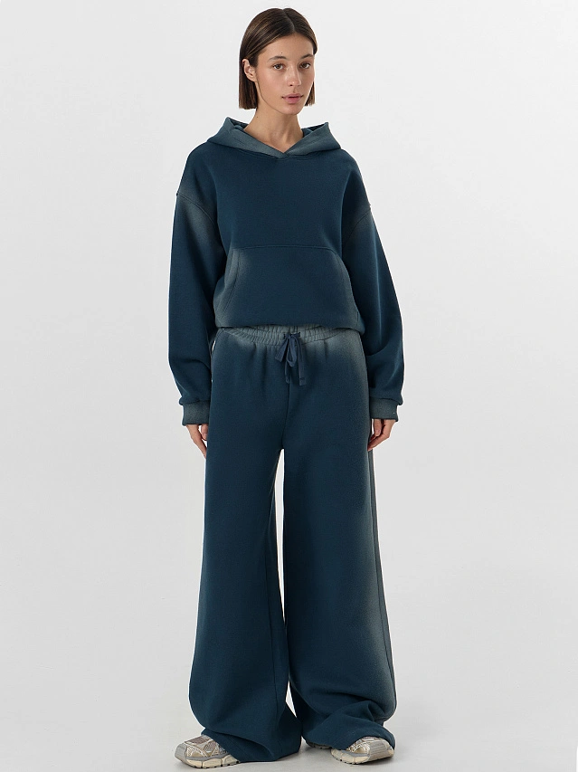 Худи женское зеленое с потертостями - 4