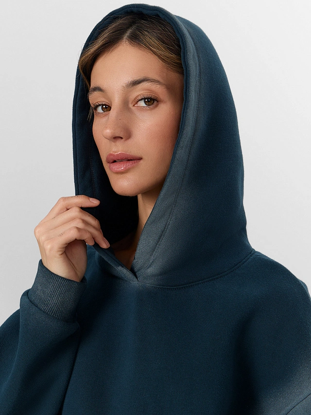 Худи женское зеленое с потертостями - 5