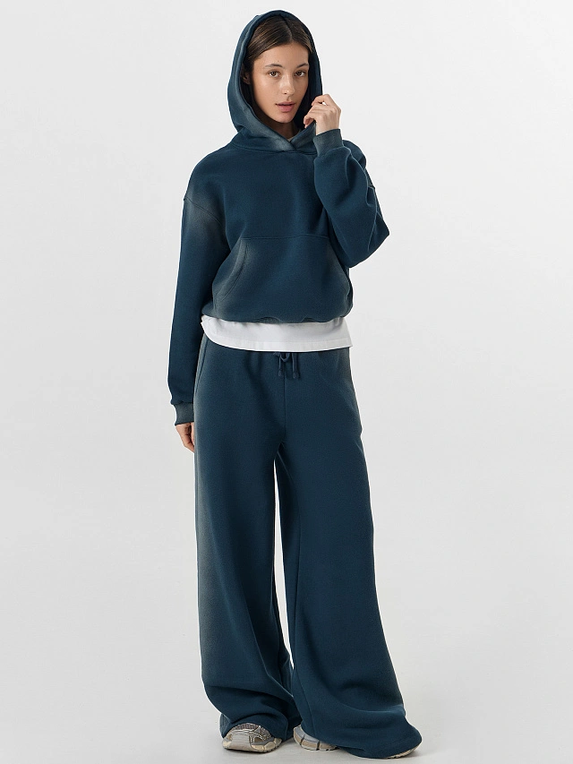 Худи женское зеленое с потертостями - 11