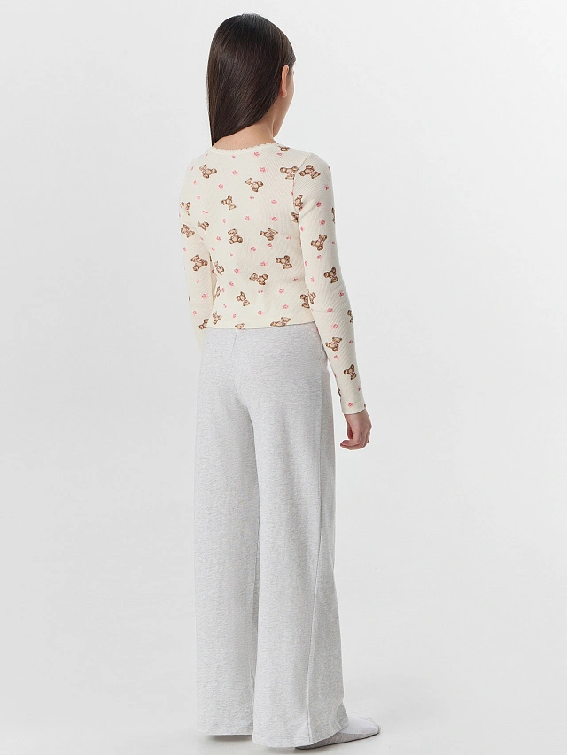 Комплект для девочек бежевый с узором мишек - 3