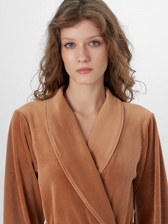 Халат женский коричневый велюровый - 3