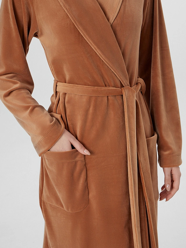 Халат женский коричневый велюровый - 4