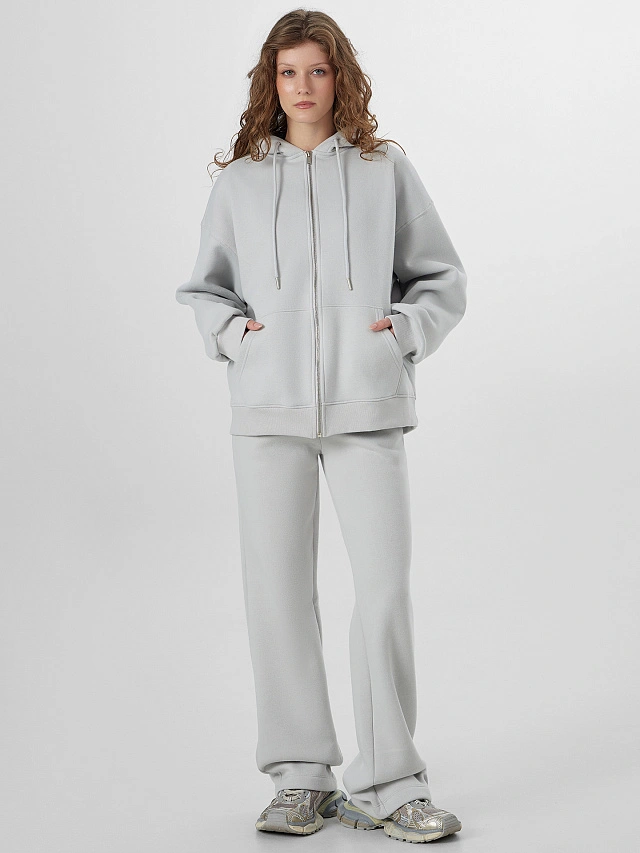 Толстовка женская серая на молнии - 6