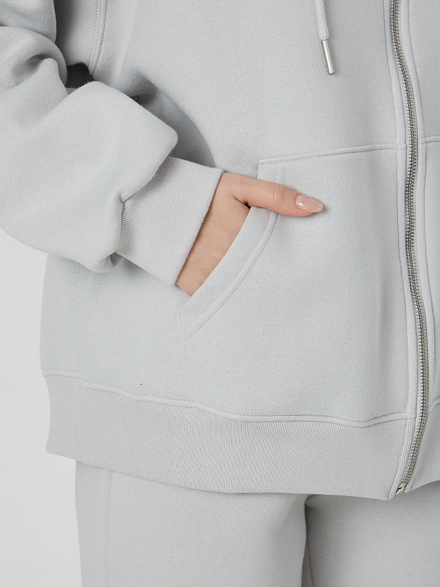 Толстовка женская серая на молнии - 8