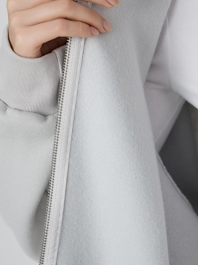 Толстовка женская серая на молнии - 9