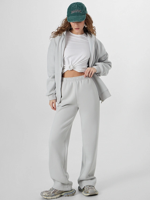 Толстовка женская серая на молнии - 11