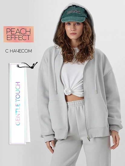 картинка Толстовка женская серая на молнии от магазина стильной одежды Mark Formelle