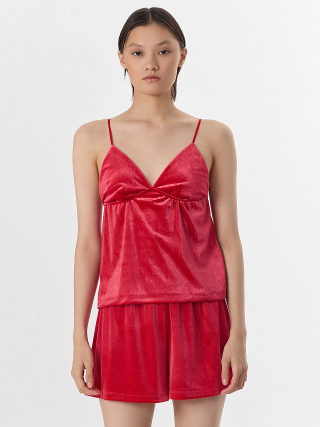 Комплект домашний женский красный велюровый - 4