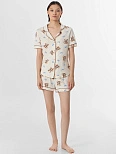 Комплект домашний женский молочный с принтом