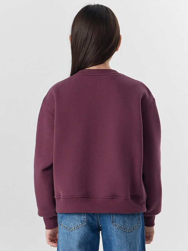 Свитшот для девочек бордовый с надписью "Fruit club" - 3