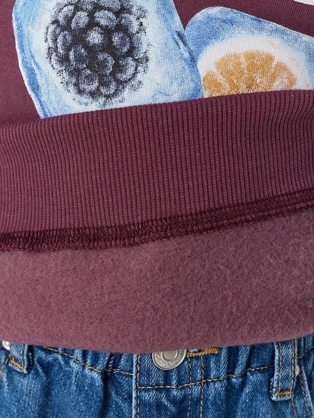 Свитшот для девочек бордовый с надписью "Fruit club" - 6