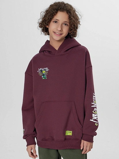 картинка Теплое худи для мальчиков бордовое с начесом от магазина одежды для мальчиков от бренда Mark Formelle