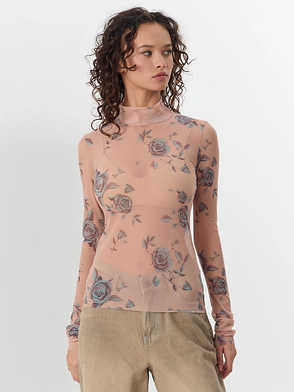 картинка Джемпер женский бежевый из сетки от магазина стильной одежды Mark Formelle