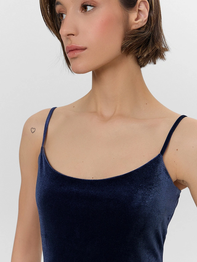 Платье домашнее женское синее велюровое - 6