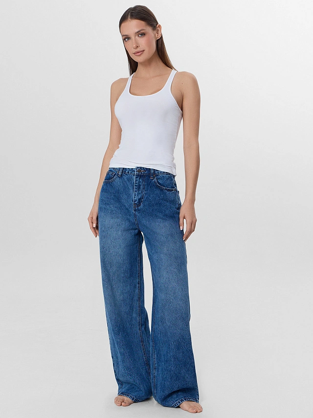 Джинсы женские baggy fit синие - 5