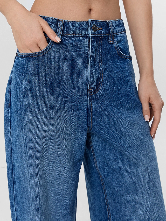 Джинсы женские baggy fit синие - 6