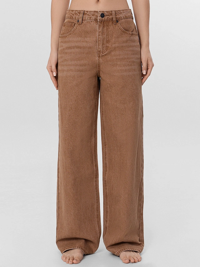 Джинсы женские wide leg коричневые - 3